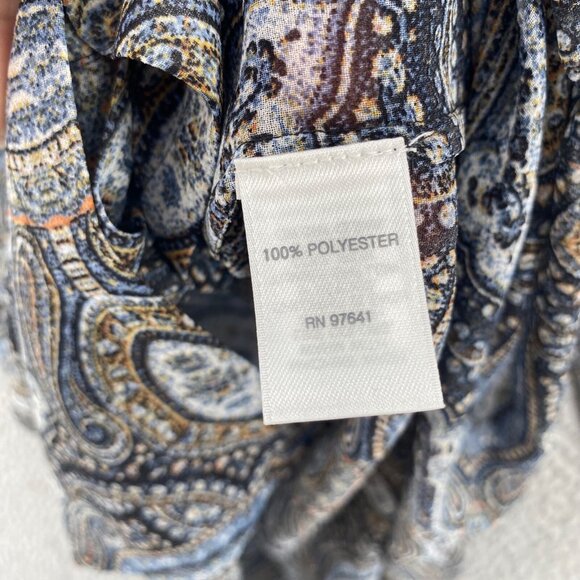 J Jill Top Womens Small Gray Multi Paisley Long Sleeve Tunic Button Up Collared - Picture 8 of 11